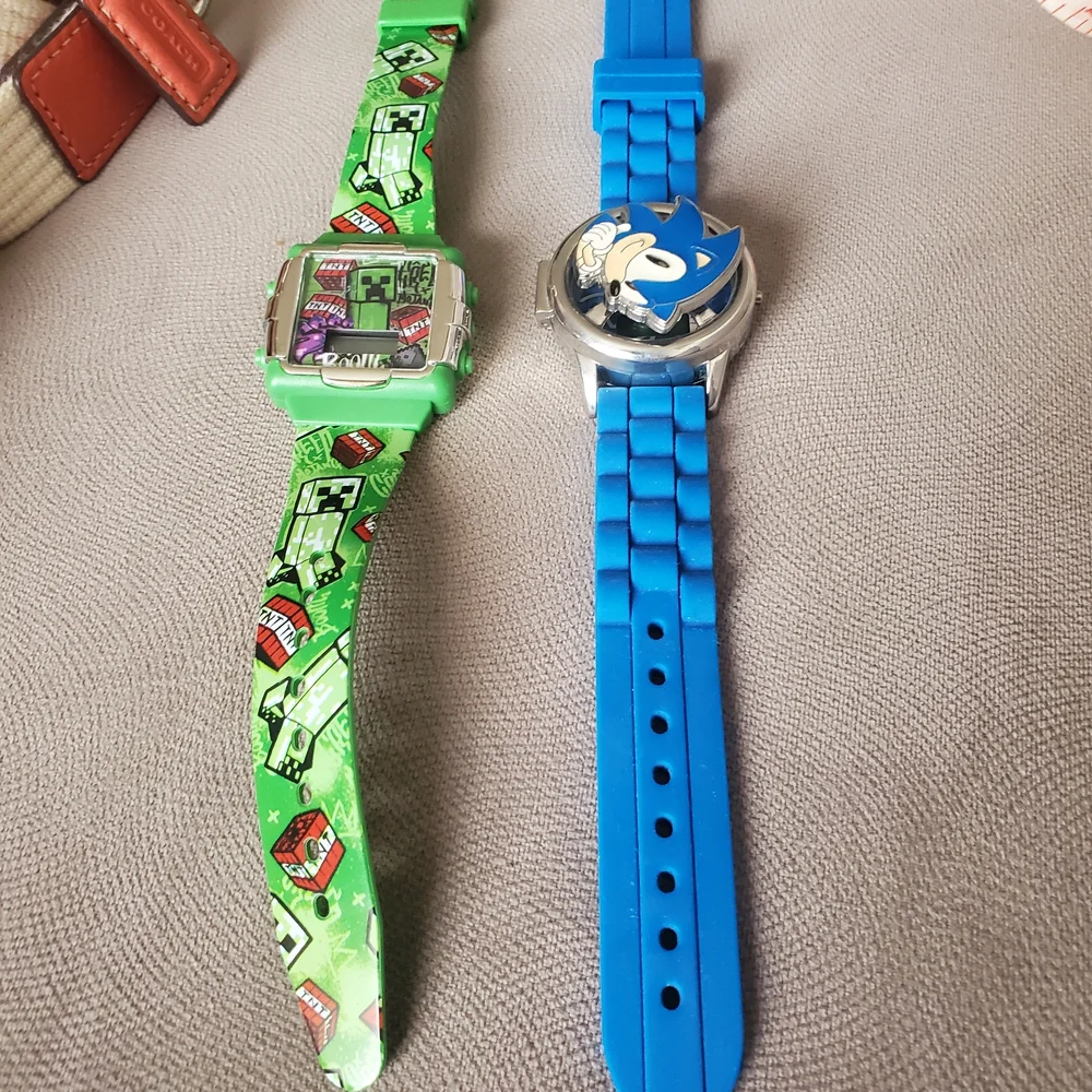 Sonic Blue Digital Smartwatch+minecraft 2 Piece Watch